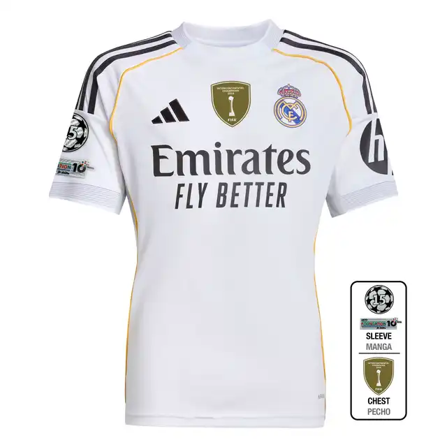 Real Madrid youth home jersey 2526 white – champions league  intercontinental with individual print Kits - Authentic Fan Merchandise