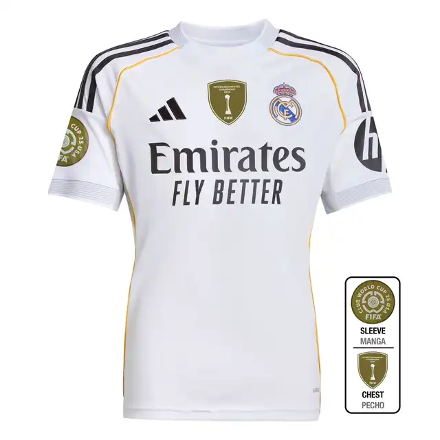 Real Madrid youth home jersey 2526 white – club world cup  intercontinental with custom print Kits - Authentic Fan Merchandise