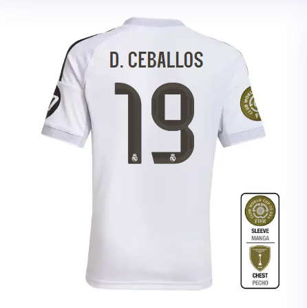 Real Madrid youth home jersey 2526 white – d. ceballos – 19 – club world cup  intercontinental Kits - Authentic Fan Merchandise