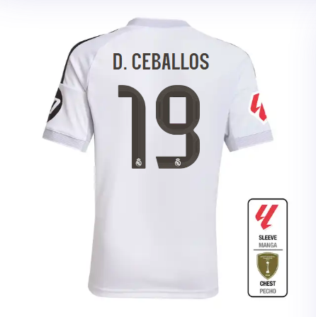 Real Madrid youth home jersey 2526 white – d. ceballos – 19 – la liga  intercontinental Kits - Authentic Fan Merchandise