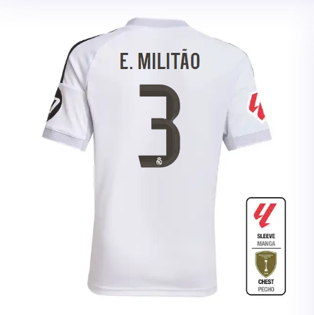 Real Madrid youth home jersey 2526 white – e. militão – 3 – la liga  intercontinental Kits - Authentic Fan Merchandise
