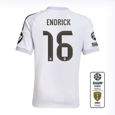 Real Madrid youth home jersey 2526 white – endrick – 16 – champions league  intercontinental Kits - Authentic Fan Merchandise