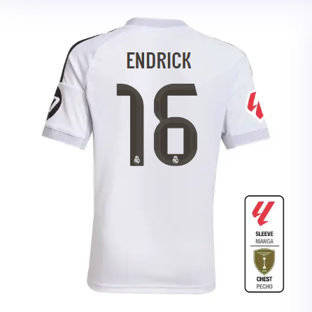 Real Madrid youth home jersey 2526 white – endrick – 16 – la liga  intercontinental Kits - Authentic Fan Merchandise
