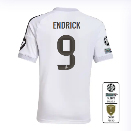 Real Madrid youth home jersey 2526 white – endrick – 9 – champions league  intercontinental Kits - Authentic Fan Merchandise