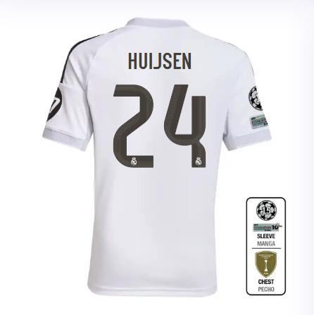 Real Madrid youth home jersey 2526 white – huijsen – 24 – champions league  intercontinental Kits - Authentic Fan Merchandise