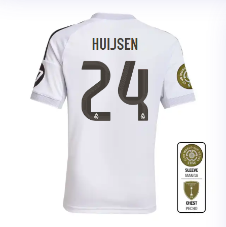 Real Madrid youth home jersey 2526 white – huijsen – 24 – club world cup  intercontinental Kits - Authentic Fan Merchandise