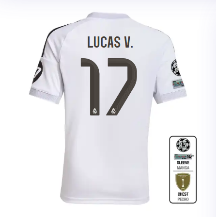 Real Madrid youth home jersey 2526 white – lucas v. – 17 – champions league  intercontinental Kits - Authentic Fan Merchandise