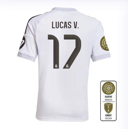Real Madrid youth home jersey 2526 white – lucas v. – 17 – club world cup  intercontinental Kits - Authentic Fan Merchandise
