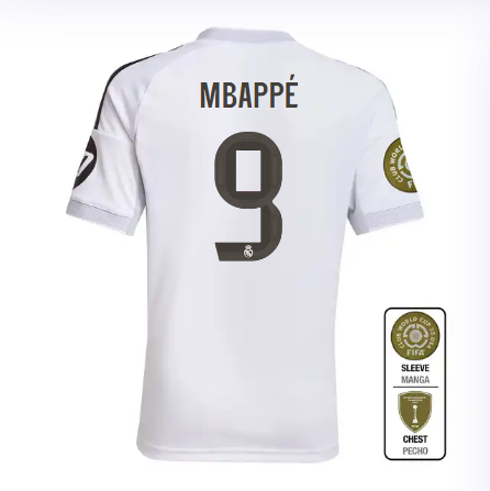Real Madrid youth home jersey 2526 white – mbappé – 9 – club world cup  intercontinental Kits - Authentic Fan Merchandise