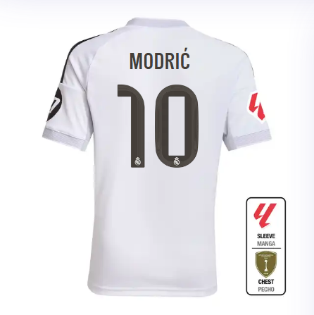 Real Madrid youth home jersey 2526 white – modrić – 10 – la liga  intercontinental Kits - Authentic Fan Merchandise