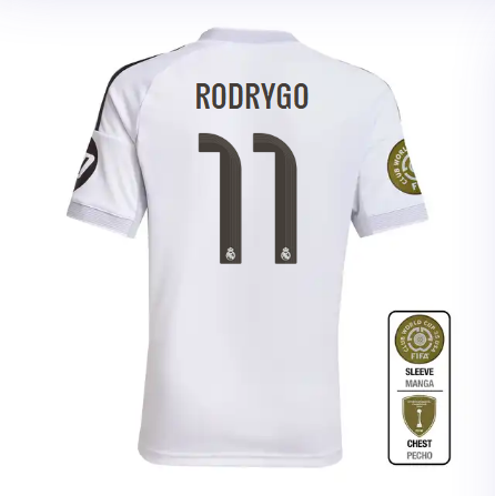 Real Madrid youth home jersey 2526 white – rodrygo – 11 – club world cup  intercontinental Kits - Authentic Fan Merchandise