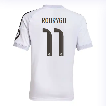Real Madrid youth home jersey 2526 white – rodrygo – 11 Kits - Authentic Fan Merchandise