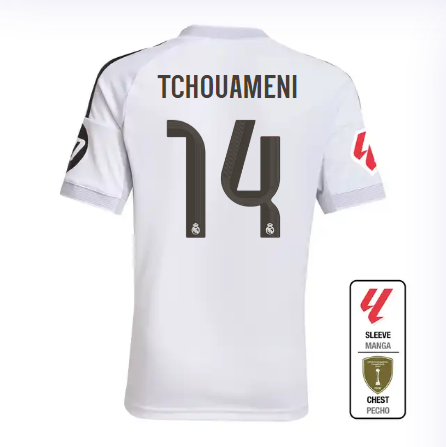 Real Madrid youth home jersey 2526 white – tchouameni – 14 – la liga  intercontinental Kits - Authentic Fan Merchandise