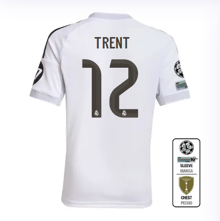 Real Madrid youth home jersey 2526 white – trent – 12 – champions league  intercontinental Kits - Authentic Fan Merchandise