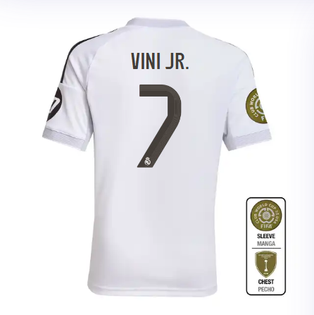 Real Madrid youth home jersey 2526 white – vini jr. – 7 – club world cup  intercontinental Kits - Authentic Fan Merchandise