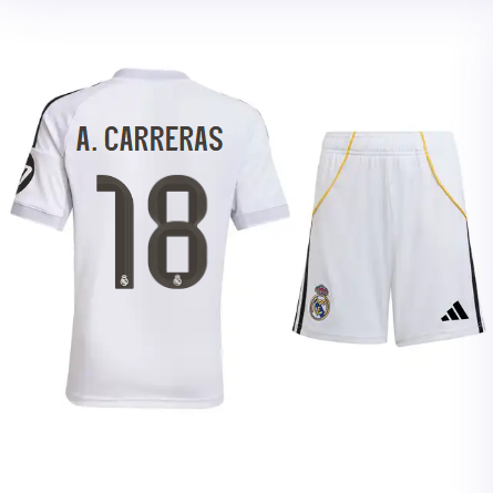 Real Madrid youth home jersey set 2526 white – a. carreras – 18 Kits - Authentic Fan Merchandise