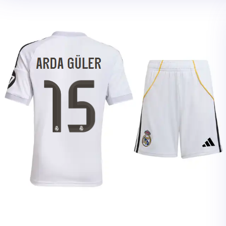 Real Madrid youth home jersey set 2526 white – arda güler – 15 Kits - Authentic Fan Merchandise