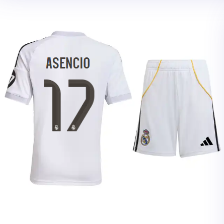 Real Madrid youth home jersey set 2526 white – asencio – 17 Kits - Authentic Fan Merchandise