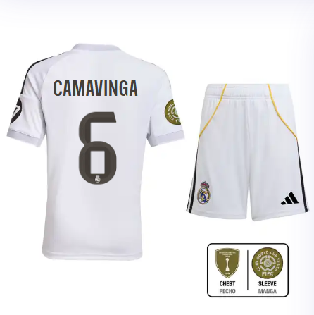 Real Madrid youth home jersey set 2526 white – camavinga – 6 – club world cup  intercontinental Kits - Authentic Fan Merchandise