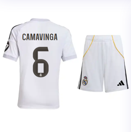Real Madrid youth home jersey set 2526 white – camavinga – 6 Kits - Authentic Fan Merchandise