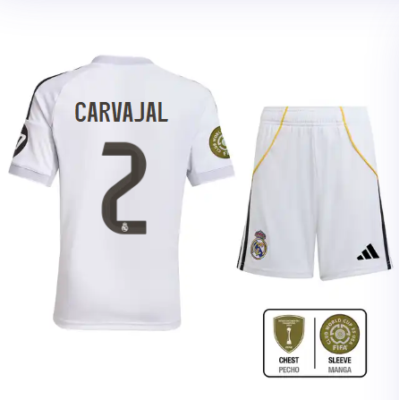 Real Madrid youth home jersey set 2526 white – carvajal – 2 – club world cup  intercontinental Kits - Authentic Fan Merchandise