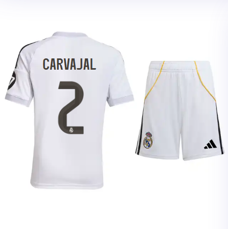 Real Madrid youth home jersey set 2526 white – carvajal – 2 Kits - Authentic Fan Merchandise