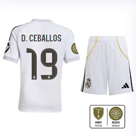 Real Madrid youth home jersey set 2526 white – d. ceballos – 19 – club world cup  intercontinental Kits - Authentic Fan Merchandise