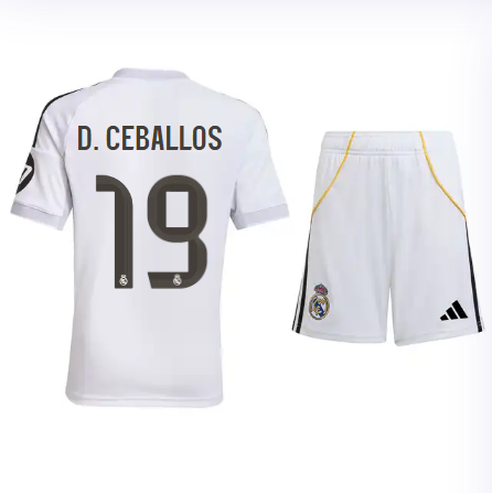 Real Madrid youth home jersey set 2526 white – d. ceballos – 19 Kits - Authentic Fan Merchandise