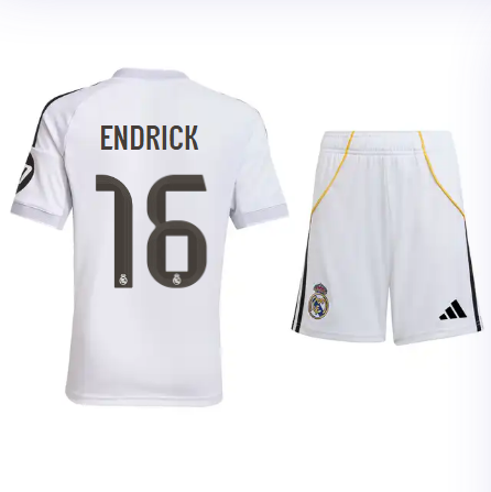 Real Madrid youth home jersey set 2526 white – endrick – 16 Kits - Authentic Fan Merchandise