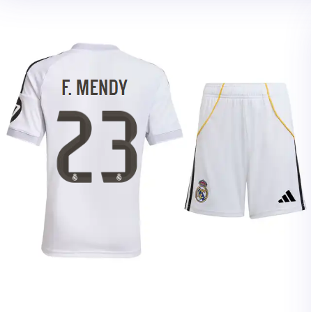 Real Madrid youth home jersey set 2526 white – f. mendy – 23 Kits - Authentic Fan Merchandise
