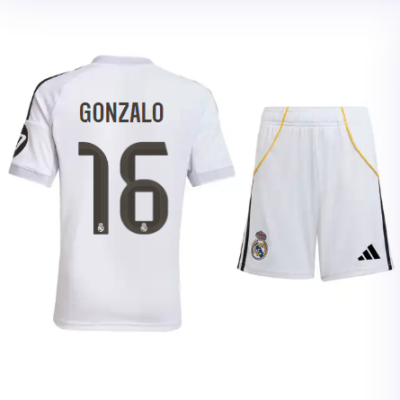 Real Madrid youth home jersey set 2526 white – gonzalo – 16 Kits - Authentic Fan Merchandise
