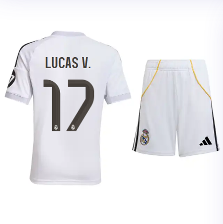 Real Madrid youth home jersey set 2526 white – lucas v. – 17 Kits - Authentic Fan Merchandise