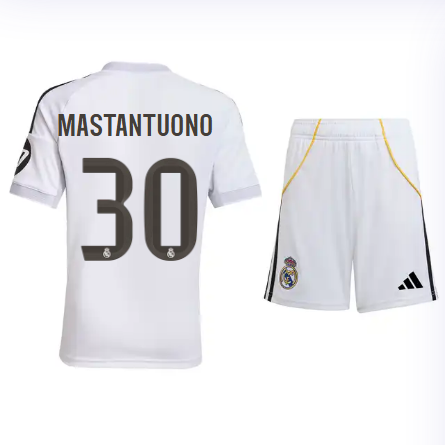 Real Madrid youth home jersey set 2526 white – mastantuono – 30 Kits - Authentic Fan Merchandise