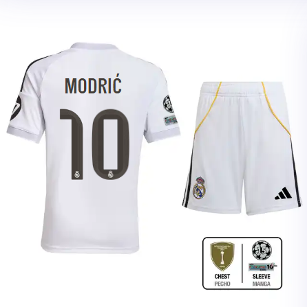 Real Madrid youth home jersey set 2526 white – modrić – 10 – champions league  intercontinental Kits - Authentic Fan Merchandise