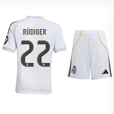 Real Madrid youth home jersey set 2526 white – rüdiger – 22 Kits - Authentic Fan Merchandise