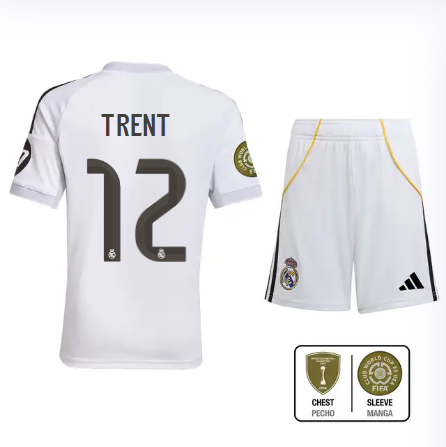 Real Madrid youth home jersey set 2526 white – trent – 12 – club world cup  intercontinental Kits - Authentic Fan Merchandise