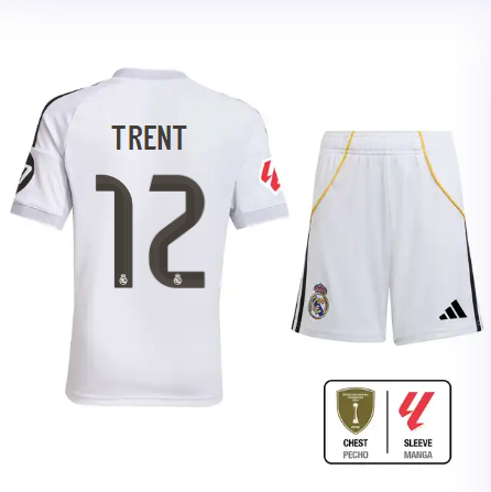 Real Madrid youth home jersey set 2526 white – trent – 12 – la liga  intercontinental Kits - Authentic Fan Merchandise