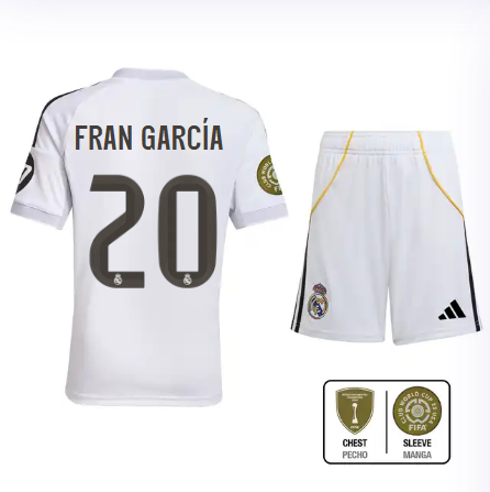 Real Madrid youth home kit 2526 white – fran garcía – 20 – club world cup  intercontinental Kits - Authentic Fan Merchandise