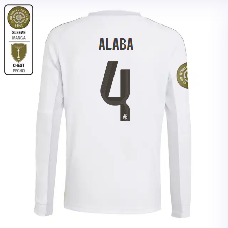Real Madrid youth home long sleeve jersey 2526 white – alaba – 4 – club world cup  intercontinental Kits - Authentic Fan Merchandise