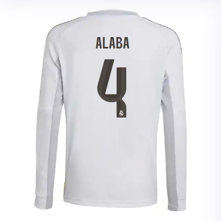 Real Madrid youth home long sleeve jersey 2526 white – alaba – 4 Kits - Authentic Fan Merchandise