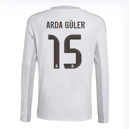 Real Madrid youth home long sleeve jersey 2526 white – arda güler – 15 Kits - Authentic Fan Merchandise