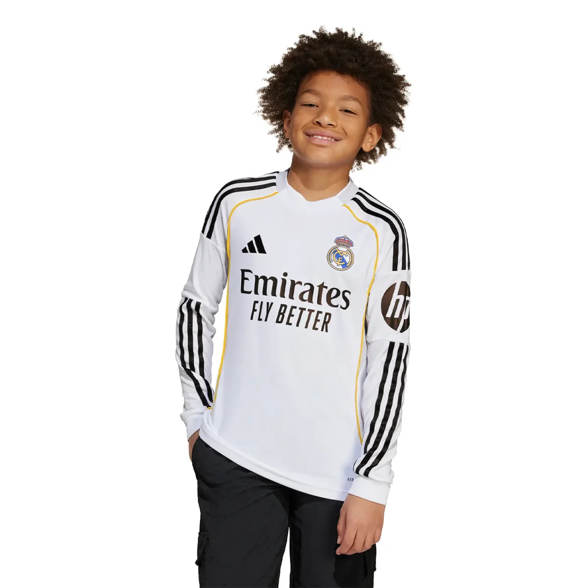 Real Madrid youth home long sleeve jersey 2526 white – brahim – 21 – champions league  intercontinental Kits - Authentic Fan Merchandise