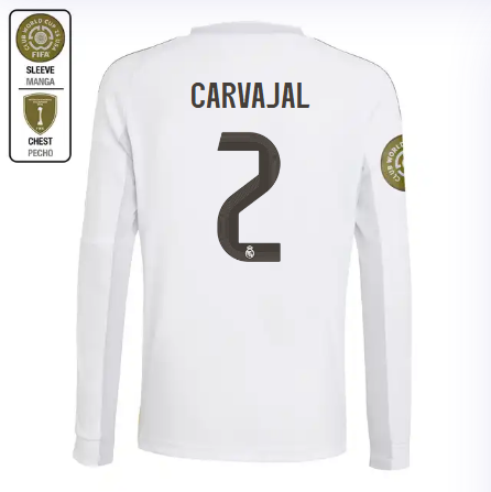 Real Madrid youth home long sleeve jersey 2526 white – carvajal – 2 – club world cup  intercontinental Kits - Authentic Fan Merchandise