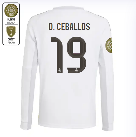 Real Madrid youth home long sleeve jersey 2526 white – d. ceballos – 19 – club world cup  intercontinental Kits - Authentic Fan Merchandise