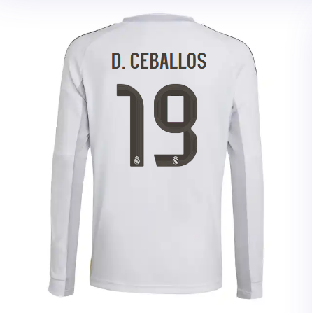 Real Madrid youth home long sleeve jersey 2526 white – d. ceballos – 19 Kits - Authentic Fan Merchandise