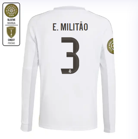 Real Madrid youth home long sleeve jersey 2526 white – e. militão – 3 – club world cup  intercontinental Kits - Authentic Fan Merchandise