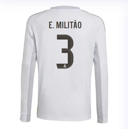Real Madrid youth home long sleeve jersey 2526 white – e. militão – 3 Kits - Authentic Fan Merchandise