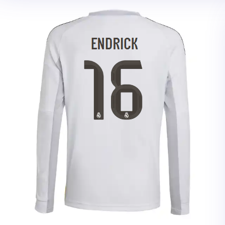 Real Madrid youth home long sleeve jersey 2526 white – endrick – 16 Kits - Authentic Fan Merchandise