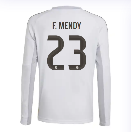 Real Madrid youth home long sleeve jersey 2526 white – f. mendy – 23 Kits - Authentic Fan Merchandise