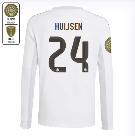 Real Madrid youth home long sleeve jersey 2526 white – huijsen – 24 – club world cup  intercontinental Kits - Authentic Fan Merchandise